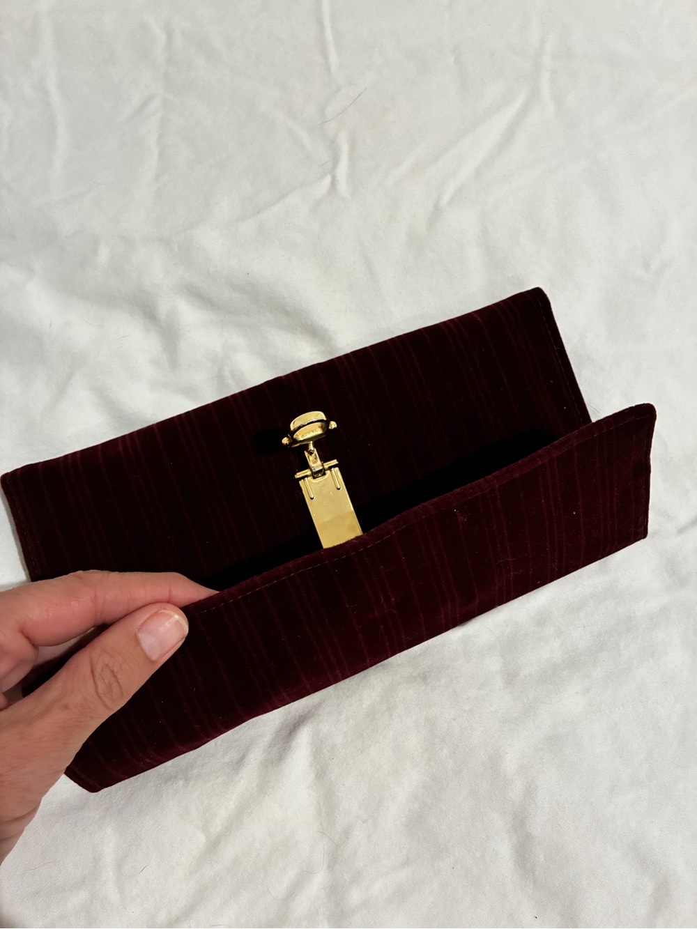 Rare Vintage Lancetti Italy Wine Red Velvet Gold Horsebit Evening Bag Clutch - Picture 7 of 11
